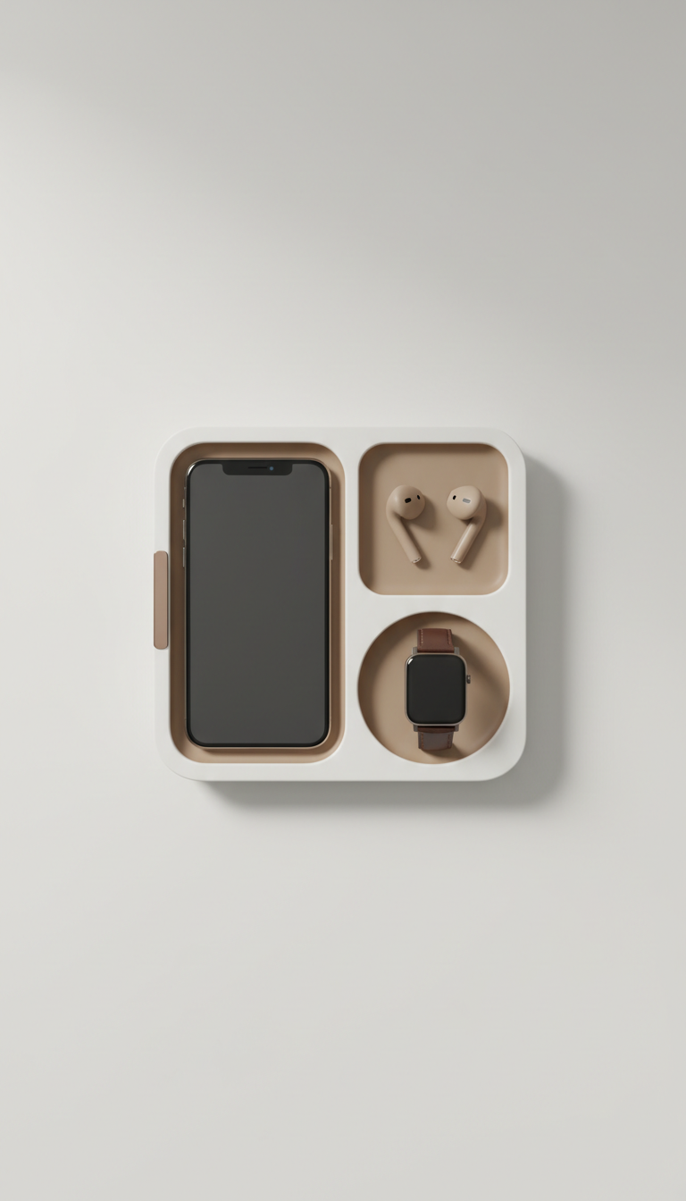 Minimalist Tech Accessory Tray with Raised Edges